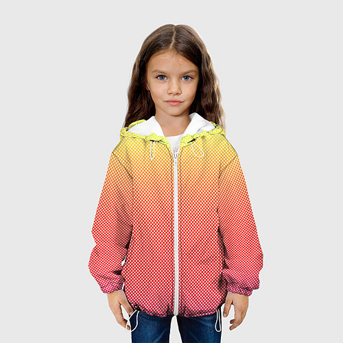 Детская куртка Жёлто-красный градиент в мелкий горошек / 3D-Белый – фото 3