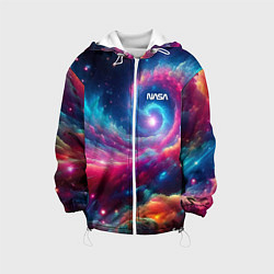 Куртка с капюшоном детская Неоновая галактическая спираль - нейроарт, цвет: 3D-белый