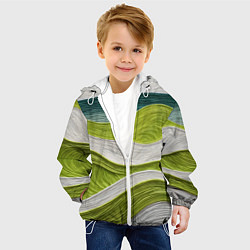 Куртка с капюшоном детская Лаймовые волны, цвет: 3D-белый — фото 2