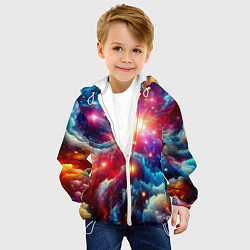 Куртка с капюшоном детская Colorfull neon space clouds - ai art fantasy, цвет: 3D-белый — фото 2