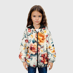 Куртка с капюшоном детская Паттерн с переплетением цветов, цвет: 3D-черный — фото 2