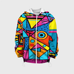 Куртка с капюшоном детская Кислая геометрия, цвет: 3D-белый