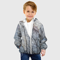 Куртка с капюшоном детская Прожилки листьев, цвет: 3D-белый — фото 2