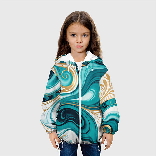 Детская куртка Бирюза и золото / 3D-Белый – фото 3