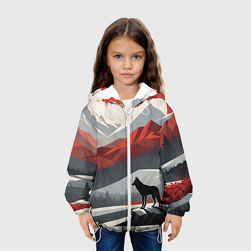 Детская куртка Лиса и красные горы / 3D-Белый – фото 3
