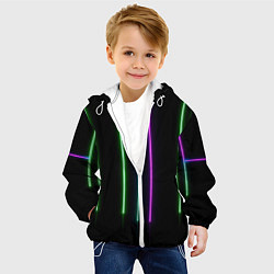 Куртка с капюшоном детская Neon stripes, цвет: 3D-белый — фото 2