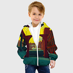 Куртка с капюшоном детская Арт с поездом, цвет: 3D-белый — фото 2