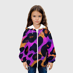 Куртка с капюшоном детская Неоновый леопардовый узор, цвет: 3D-белый — фото 2