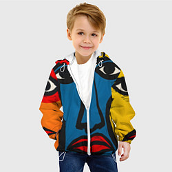 Куртка с капюшоном детская Арт с лицами, цвет: 3D-белый — фото 2