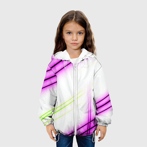 Детская куртка Green white pink line / 3D-Белый – фото 3