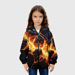 Куртка с капюшоном детская Золотая лава текстура, цвет: 3D-черный — фото 2