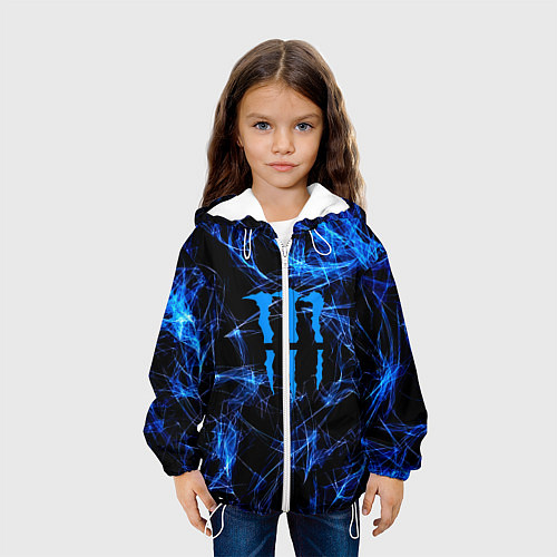 Детская куртка Monster energy искры дымы / 3D-Белый – фото 3