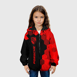 Куртка с капюшоном детская Porsche - red gradient по-вертикали, цвет: 3D-черный — фото 2
