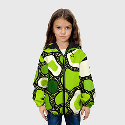 Куртка с капюшоном детская Зеленая абстракция с кругами, цвет: 3D-черный — фото 2