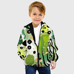 Куртка с капюшоном детская Зеленый анималистичный паттерн, цвет: 3D-черный — фото 2