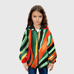 Куртка с капюшоном детская Тропическая жаркая абстракция, цвет: 3D-черный — фото 2