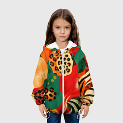 Куртка с капюшоном детская Анималистичный африканский паттерн, цвет: 3D-белый — фото 2