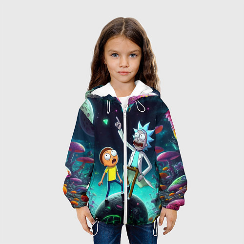 Детская куртка Рик и Морти на планете сказочных грибов / 3D-Белый – фото 3
