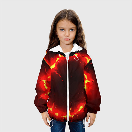 Детская куртка Красный круг из огня текстура / 3D-Белый – фото 3