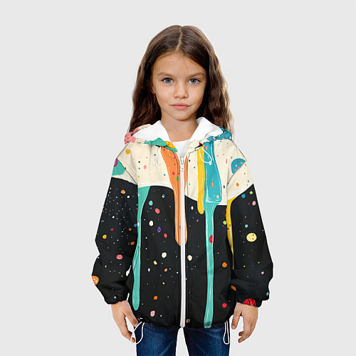 Детская куртка Разноцветные капли текстура / 3D-Белый – фото 3