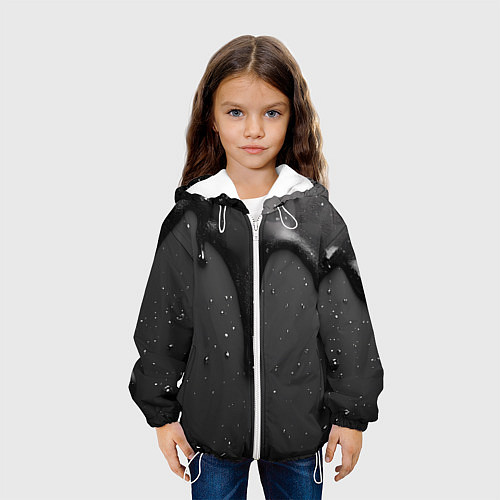 Детская куртка Черная текстура - хром / 3D-Белый – фото 3