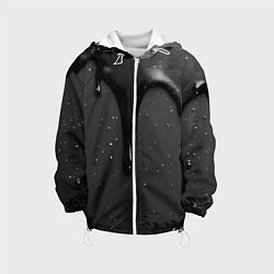 Куртка с капюшоном детская Черная текстура - хром, цвет: 3D-белый