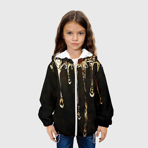 Детская куртка Мед на коричневой текстуре / 3D-Белый – фото 3