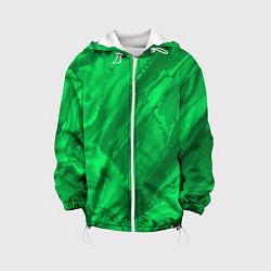 Куртка с капюшоном детская Зелёный малахитовый абстракция камень, цвет: 3D-белый