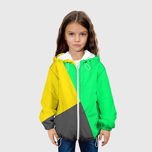 Детская куртка Жёлто-серо-зелёный трёхцветный / 3D-Белый – фото 3