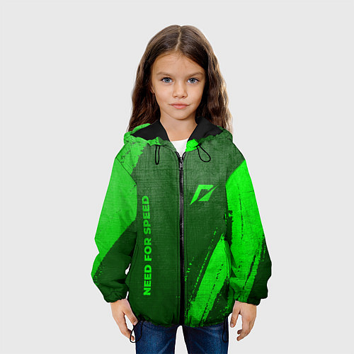 Детская куртка Need for Speed - green gradient вертикально / 3D-Черный – фото 3