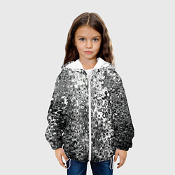 Куртка с капюшоном детская Чёрно-белый абстрактная текстура, цвет: 3D-белый — фото 2