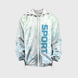 Куртка с капюшоном детская Sport бело-голубой, цвет: 3D-белый