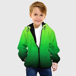 Куртка с капюшоном детская Градиент мозаика зелёный в тёмный, цвет: 3D-черный — фото 2