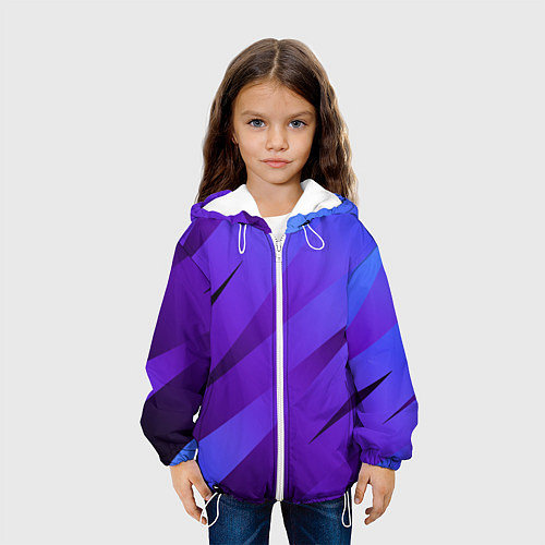 Детская куртка Сине-фиолетовый абстрактные линии / 3D-Белый – фото 3