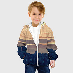 Куртка с капюшоном детская Городской пейзаж стилизованный, цвет: 3D-белый — фото 2