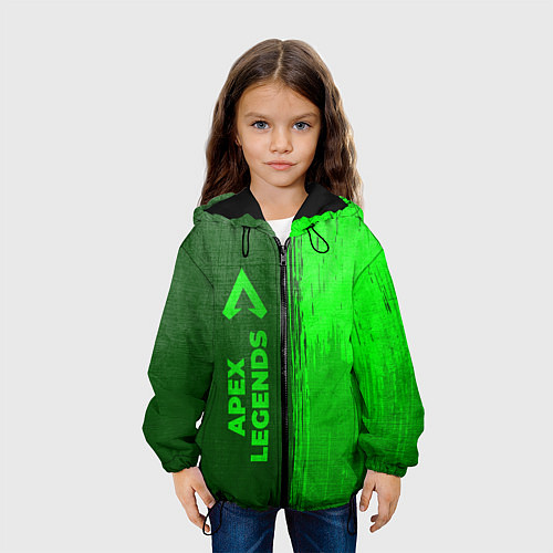 Детская куртка Apex Legends - green gradient по-вертикали / 3D-Черный – фото 3