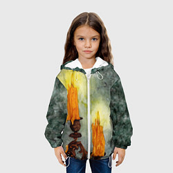 Куртка с капюшоном детская Две горящие свечи в темноте, цвет: 3D-белый — фото 2