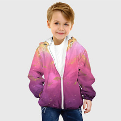 Куртка с капюшоном детская Розовый и золотой блеск текстура, цвет: 3D-белый — фото 2