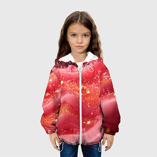 Детская куртка Розовая волнистая блестящая текстура / 3D-Белый – фото 3