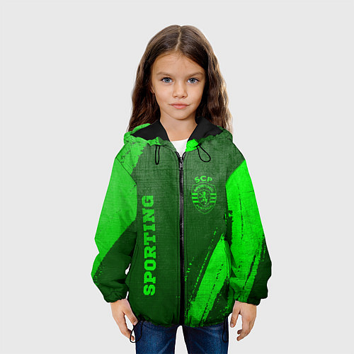 Детская куртка Sporting - green gradient вертикально / 3D-Черный – фото 3