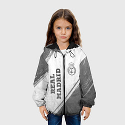Куртка с капюшоном детская Real Madrid - white gradient вертикально, цвет: 3D-черный — фото 2