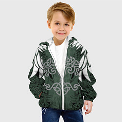 Куртка с капюшоном детская Древние руны и древо жизни с крыльями, цвет: 3D-белый — фото 2