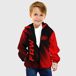 Куртка с капюшоном детская FAW - red gradient вертикально, цвет: 3D-черный — фото 2