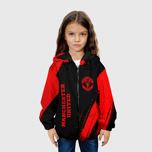 Детская куртка Manchester United - red gradient вертикально / 3D-Черный – фото 3