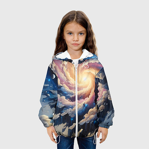 Детская куртка Космическая галактика - нейроарт фантазия / 3D-Белый – фото 3