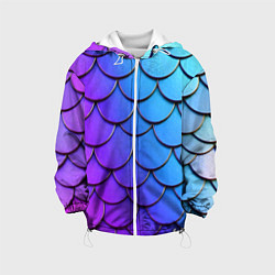 Куртка с капюшоном детская Градиент на чешуе, цвет: 3D-белый