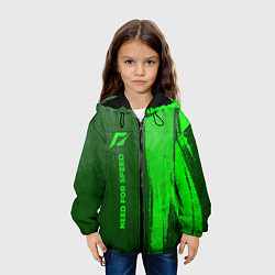 Куртка с капюшоном детская Need for Speed - green gradient по-вертикали, цвет: 3D-черный — фото 2
