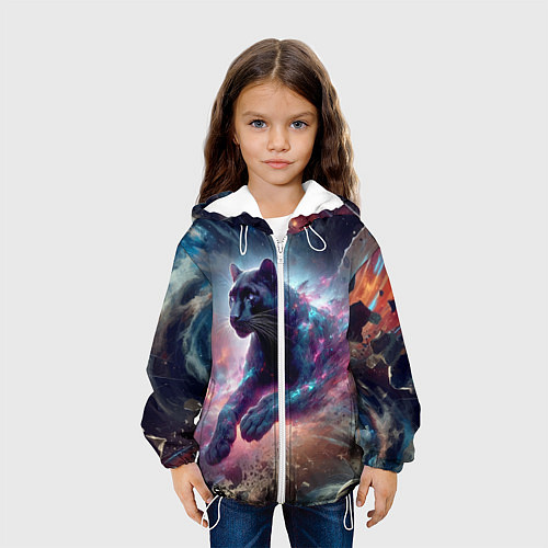 Детская куртка Космическая пантера - нейроарт / 3D-Белый – фото 3