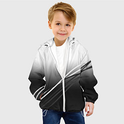 Куртка с капюшоном детская Градиент с полосами из белого в тёмный, цвет: 3D-белый — фото 2