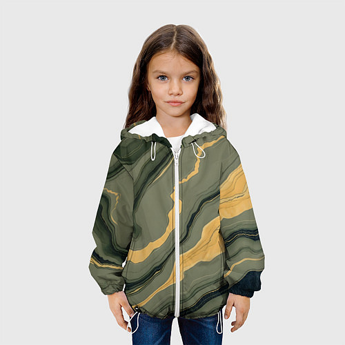 Детская куртка Оливковый мрамор / 3D-Белый – фото 3